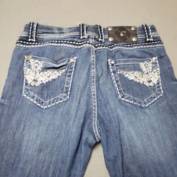 Cartise Denim medium-wash embroidered & beaded jeans. Size 10 - Picture 3 of 15